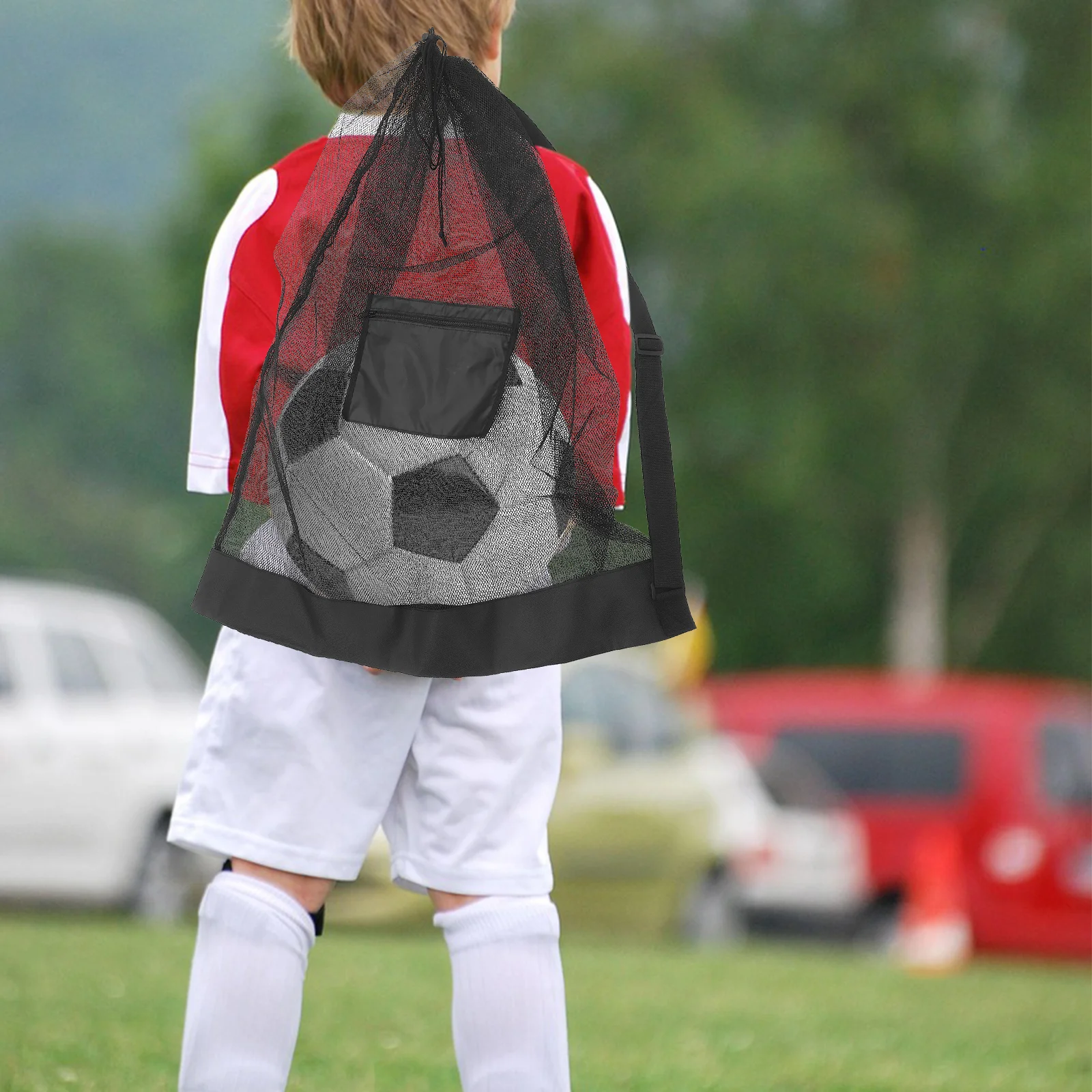 Tas Jaring Serut Tahan Lama untuk Bola Basket, Tas Jaring untuk Penyimpanan Bola Olahraga Berbagai Jenis, Tas Jaring Serut untuk Bola Basket