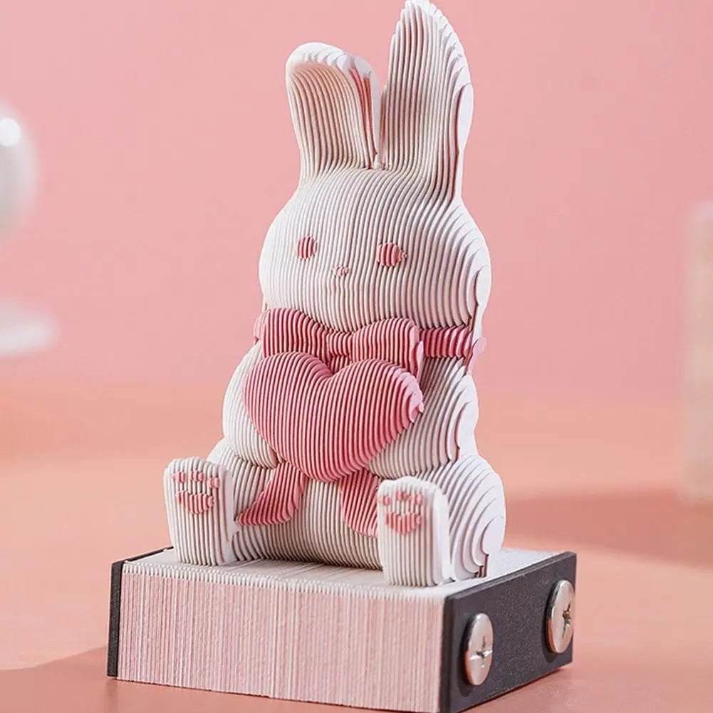 Omoshiroi Block 3D Notepad Cute Bunny Notes Three- Dimensional Rabbit Memo Pad Paper Notes Kawaii Desk Decoration Accessories