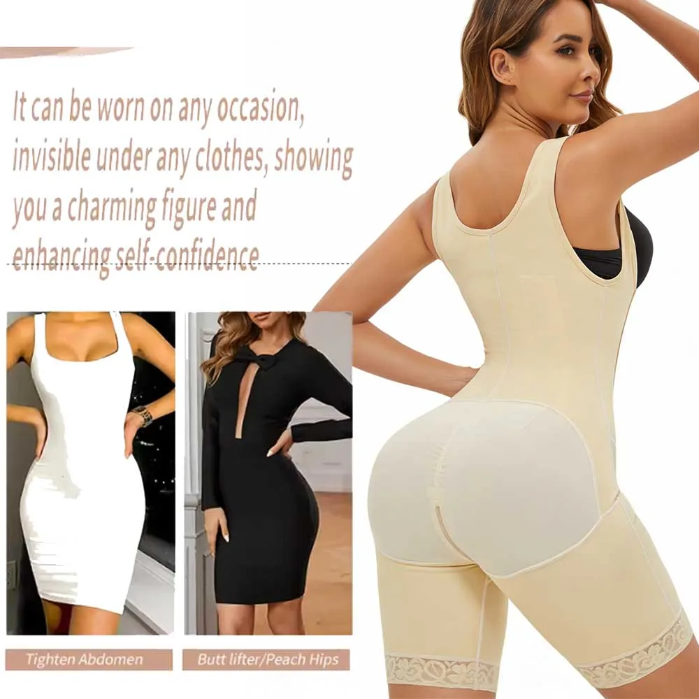 Naisstoo Women Waist Trainer Bodysuit Tummy Control with Zipper and Hooks Reducing Compression Garment Shapewear bodysuit