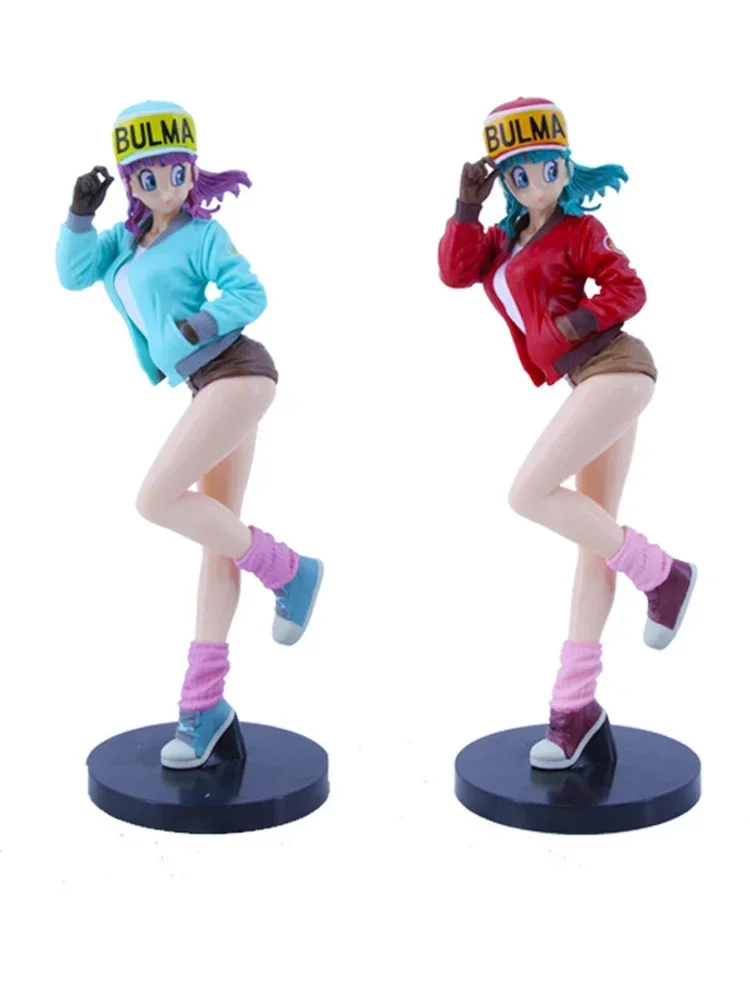 

Bandai Драконий жемчуг аниме красный и синий блестящий Байкерский костюм Bulma ручная офисная скульптура из ПВХ серия 26 см Коллекционная модель игрушка подарок