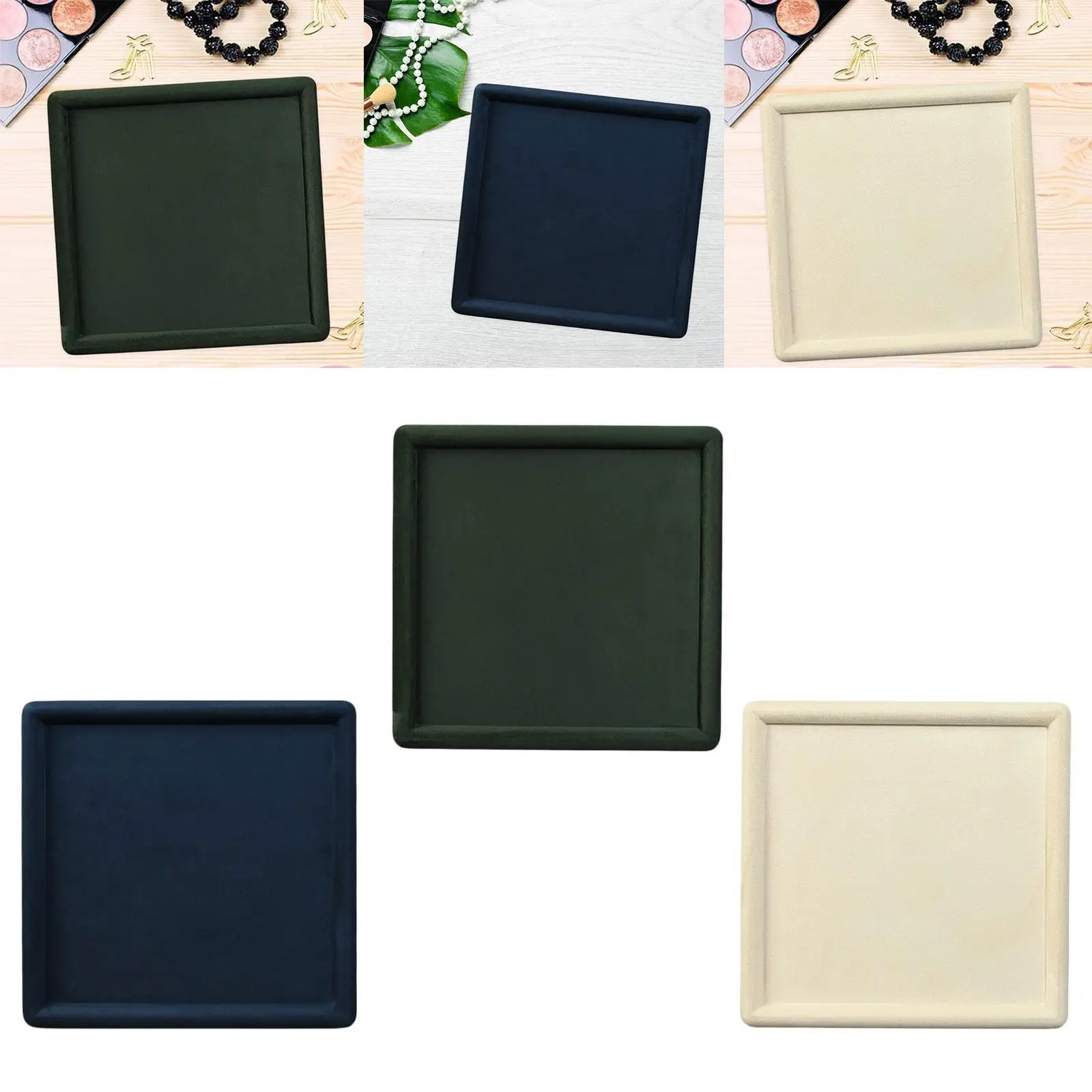 

Velvet Jewelry Display Tray Vintage Trinket Tray Storage Holder Jewelry Organizer for Rings Vanity Tray NightStand Bedroom