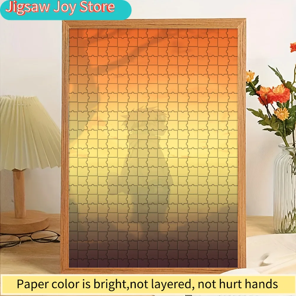 

Пазл-силуэт аниме-персонажа, градиентная цветовая гамма от оранжевого к коричневому, креативный бумажный пазл для декора стен дома