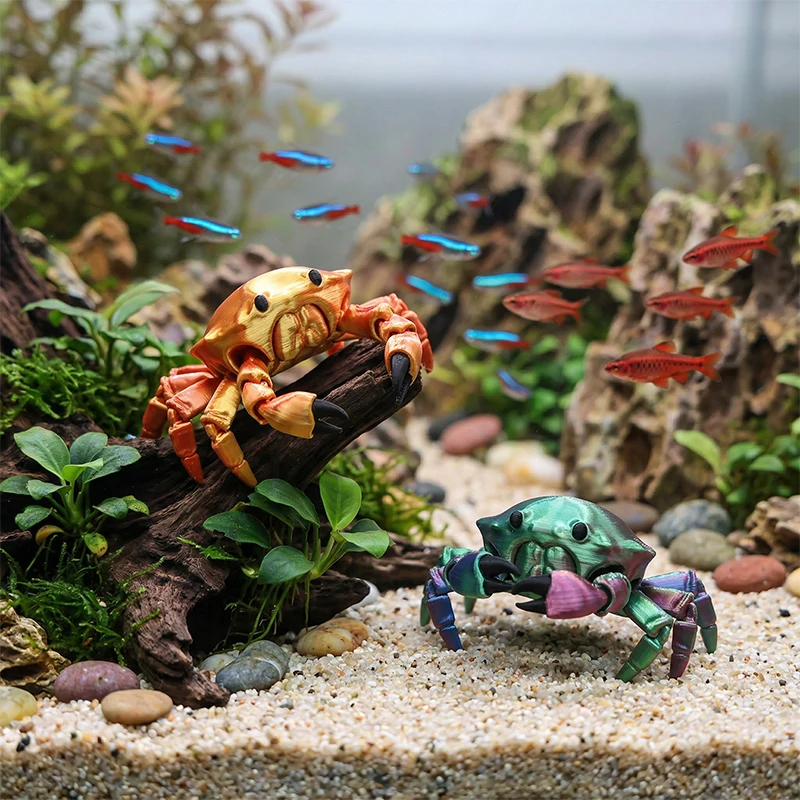 3D Printed Movable Joint Flexi Crab Cute marine organisml Figurine Toy Home Decoration Gift