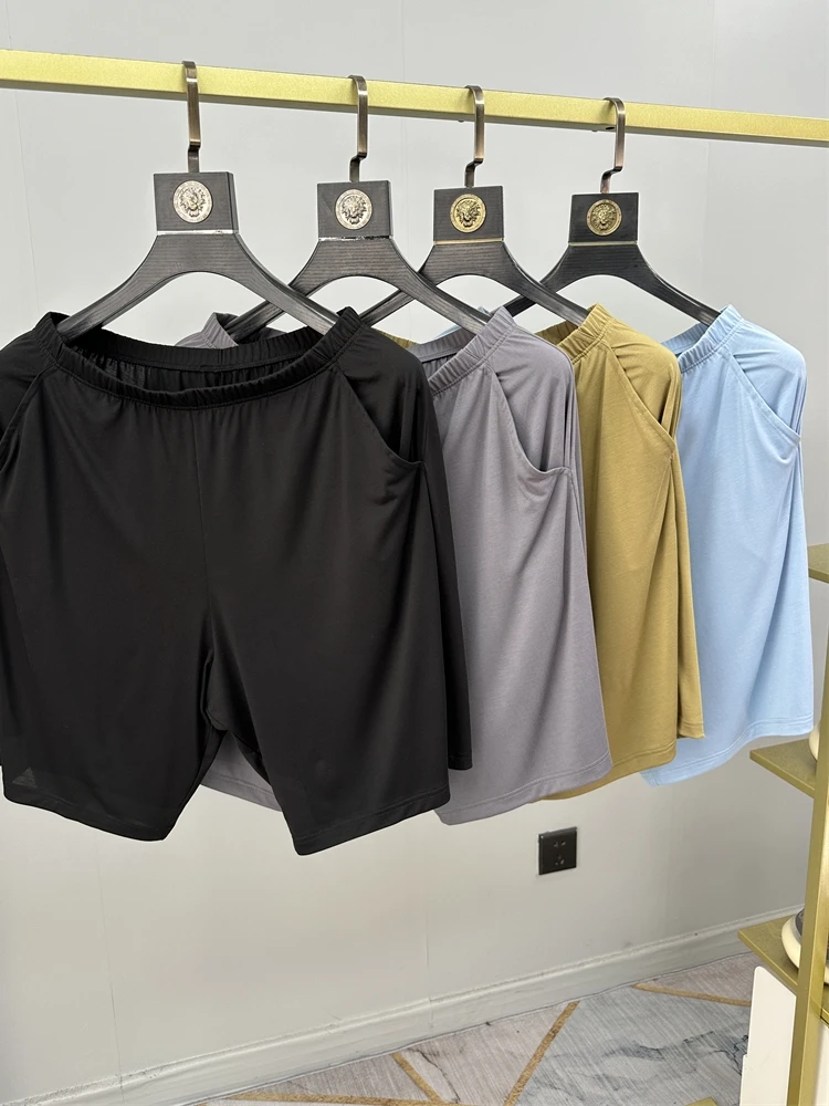 

Мужские брюки Uksil 50S: мягкие, комфортные, приятные к телу, гладкие, струящиеся, повседневные, для дома, летние, свободного кроя, молодежные, длиной до колена.