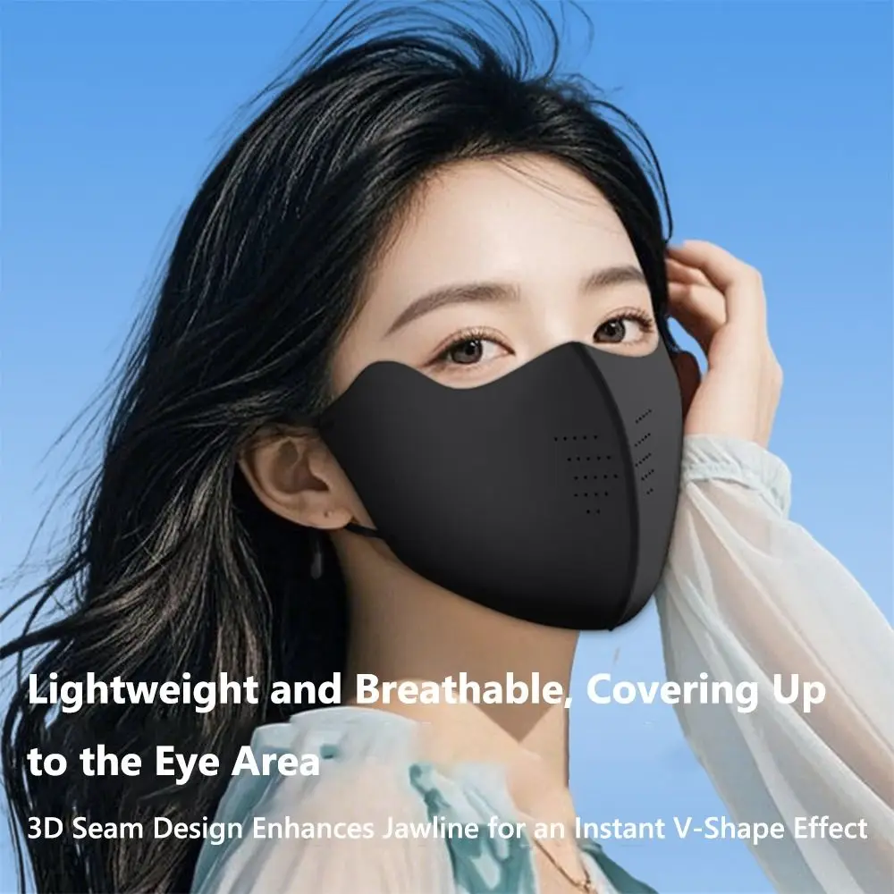 غطاء وجه نسائي لحماية العين، أقنعة صيفية من الحرير الجليدي قابلة للتنفس، قناع وجه للحماية من الشمس فوق البنفسجية بدون خياطة #1