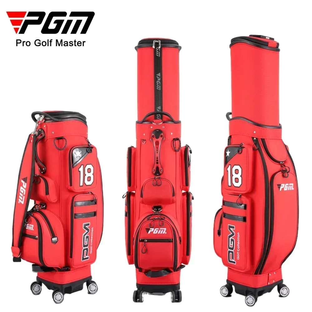 2026 PGM Men Golf Bags Scalable Ball Cap Waterproof Nylon Large Capacity Accessory Hold 13pcs Clubs Golf Pouch 4 Universal Wheel