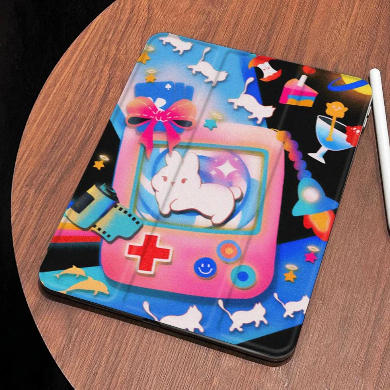 

PU Acrylic Cover for IPad Air 5 4 10.9 Cases IPad Pro 11 2022 10.2 7th 8th 9th Gen IPad 5th Generation 9.7 Inch White Bunny Case