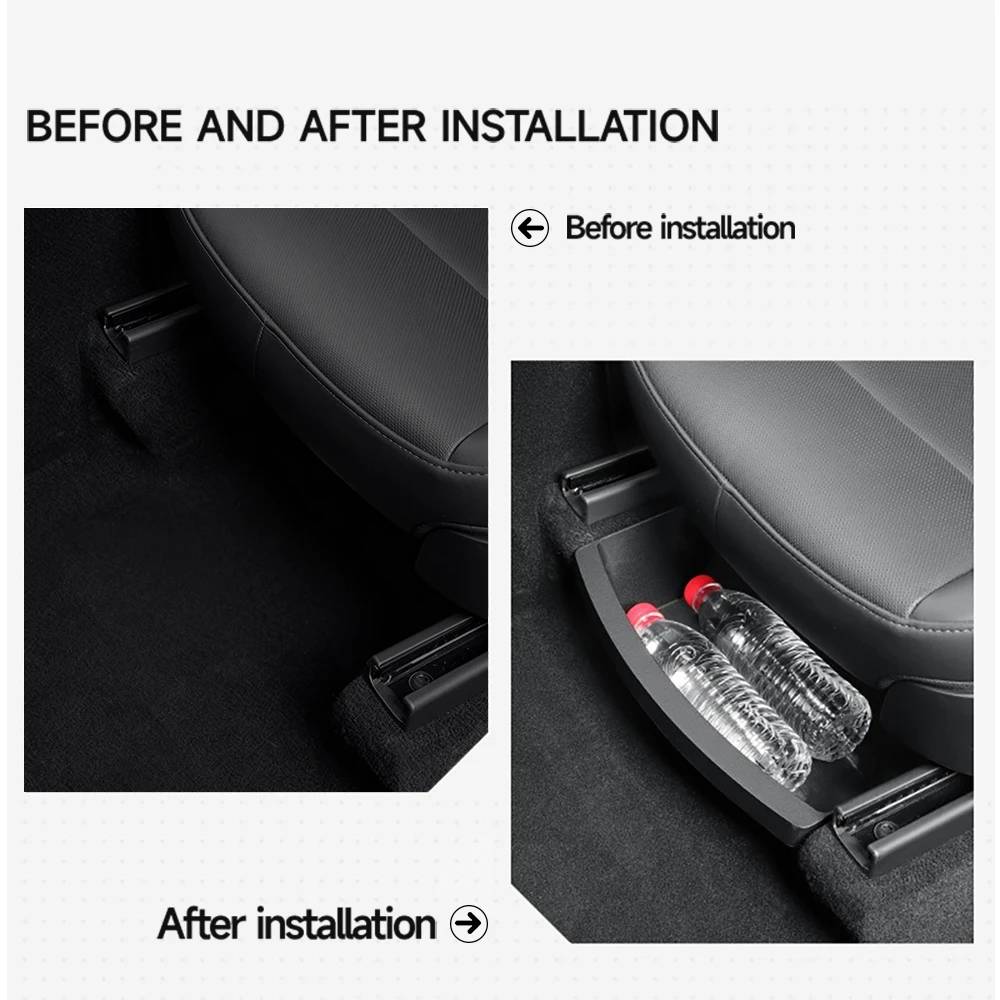 For 2025 Tesla New Model Y Launch Juniper  2Pcs Under Seat Drawer TPE Storage Box Organizer Cover Tray Car Interior Accessories