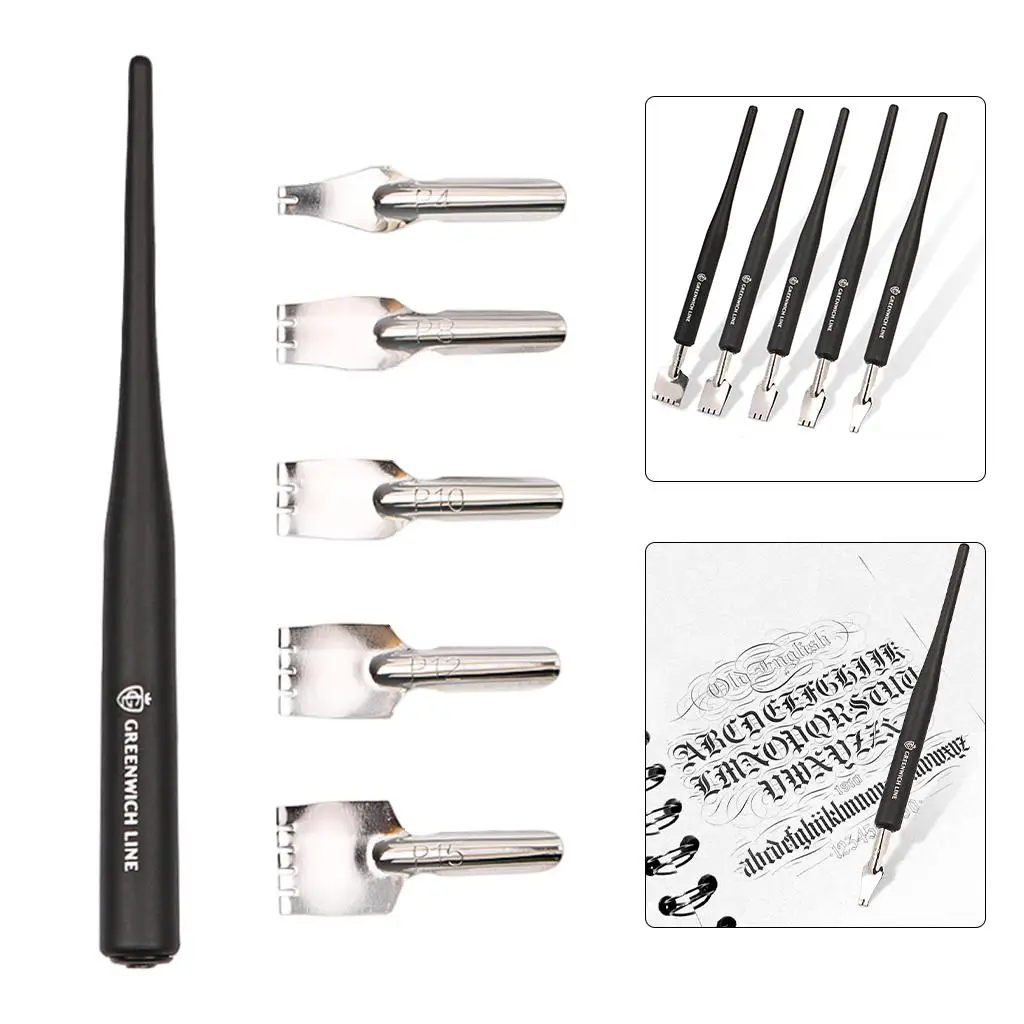 Fountain Dip Pen Holder Kit with 5 Interchangeable Nibs for Calligraphy Manga Drawing Sketching Supplies