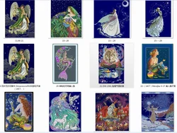 Angel 7 Cross Stitch Kit, Love Couple Design, Cotton, Dark Blue, Colored Canvas, DIY Needlework, 14CT, 18CT, 11CT, 28CT