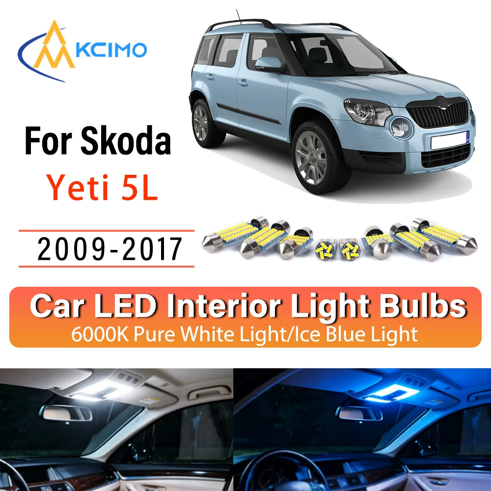 Persistent Glow LED Interior Kit for Skoda Yeti 5L 2009-2017 Dome/Map/Trunk Light Upgrade Car LED Lamps
