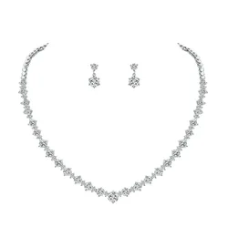 WEIMANJINGDIAN Brand Round Cut Cubic Zirconia CZ Crystal Necklace and Earrings Wedding Bridal Banquet Prom Jewelry Sets