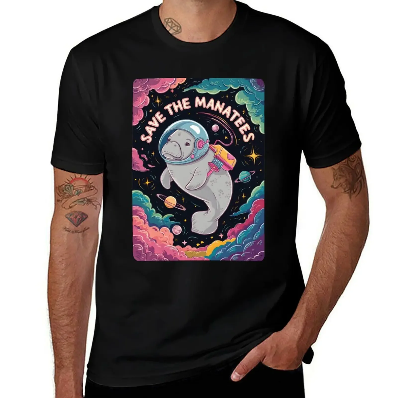 Save The Manatees T-Shirt cute tops funny meme t-shirts boys animal print Louboutins fitted t shirts for men