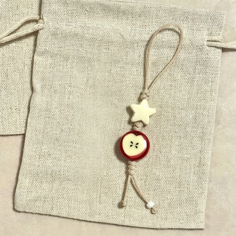 Ceramic Keychain Ceramic Cartoon Pendant Keychain Ceramic Pendant Woven Woven Cotton Cord Keychain For Commuting Keys Phone