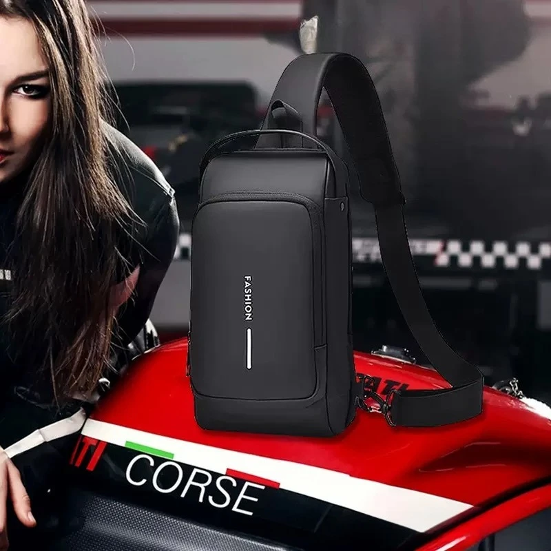 أحدث الرجال مكافحة سرقة حقيبة صدر للرجال الكتف USB شحن Crossbody حزمة المدرسة رحلة قصيرة السعاة رياضة الرجال حبال الرياضة حزمة