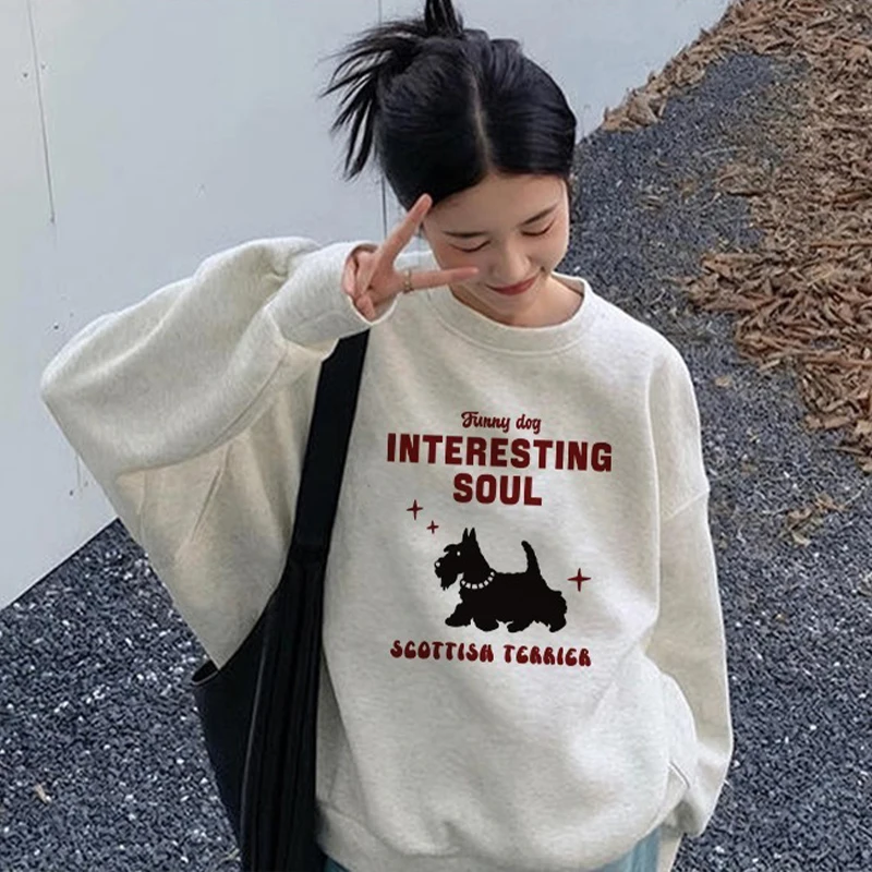 かわいい子犬プリントぬいぐるみスウェットシャツ女性秋 2025 新しいオーバーサイズ長袖ルーズカジュアルパーカープルオーバー Y2K トップかわいい服