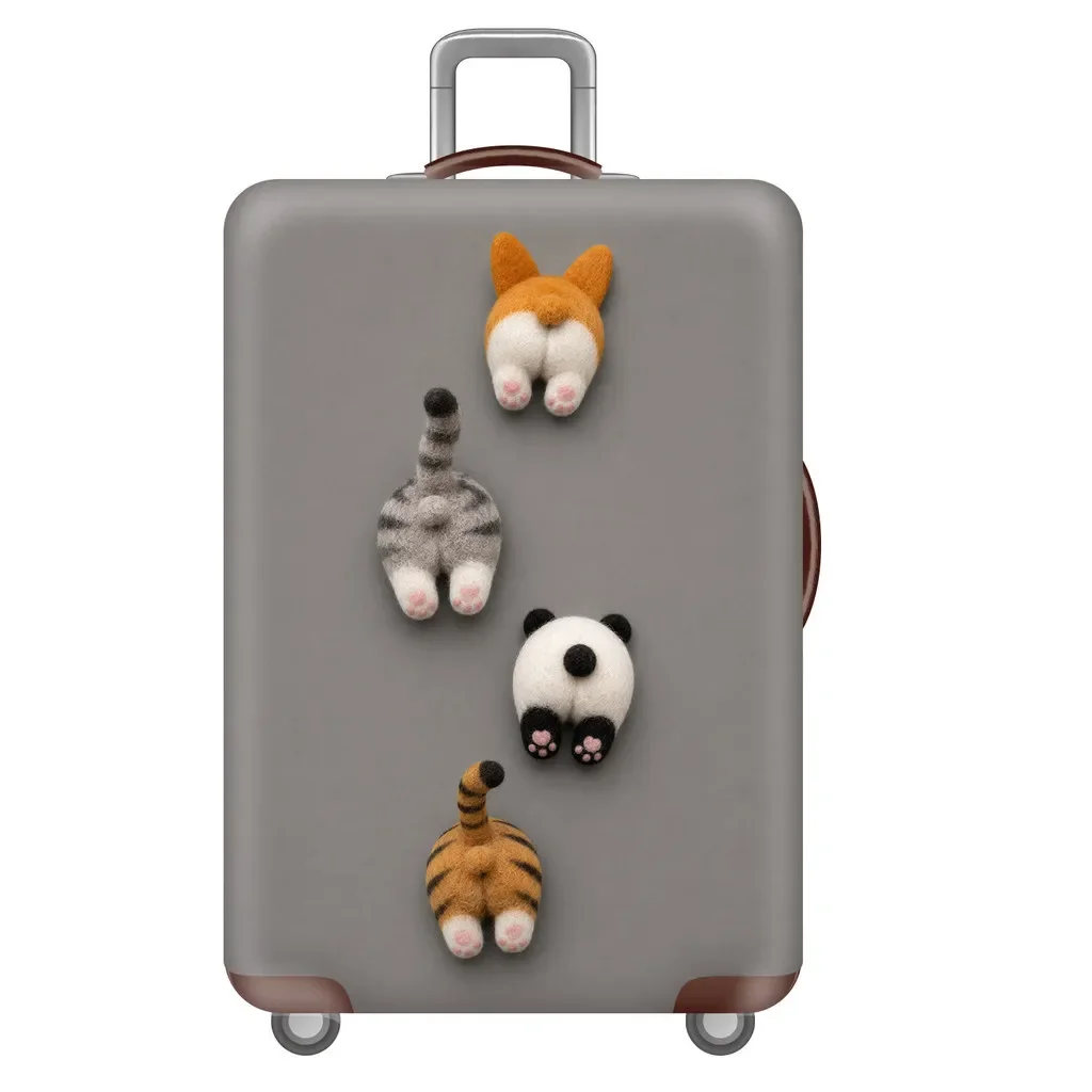 Elastic Luggage Cover Cute Felt Animal Butt Print Suitcase Protector Dustproof Anti Scratch For 18 32 Inch Travel Case