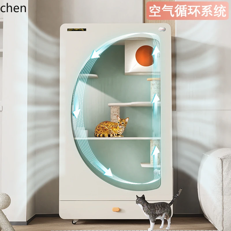 

PYH Modern Light Luxury Premium Mansion Smart Thermostatic Cat Villa Cabinet Small Living Room Home Cage Indoor