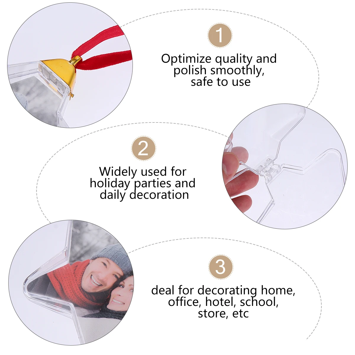 6 قطعة عيد الميلاد صور الكرة ديكور معلق على شكل نجمة Diy بها بنفسك صورة شفافة تذكار زخرفة لمستلزمات حفلات شجرة عيد الميلاد