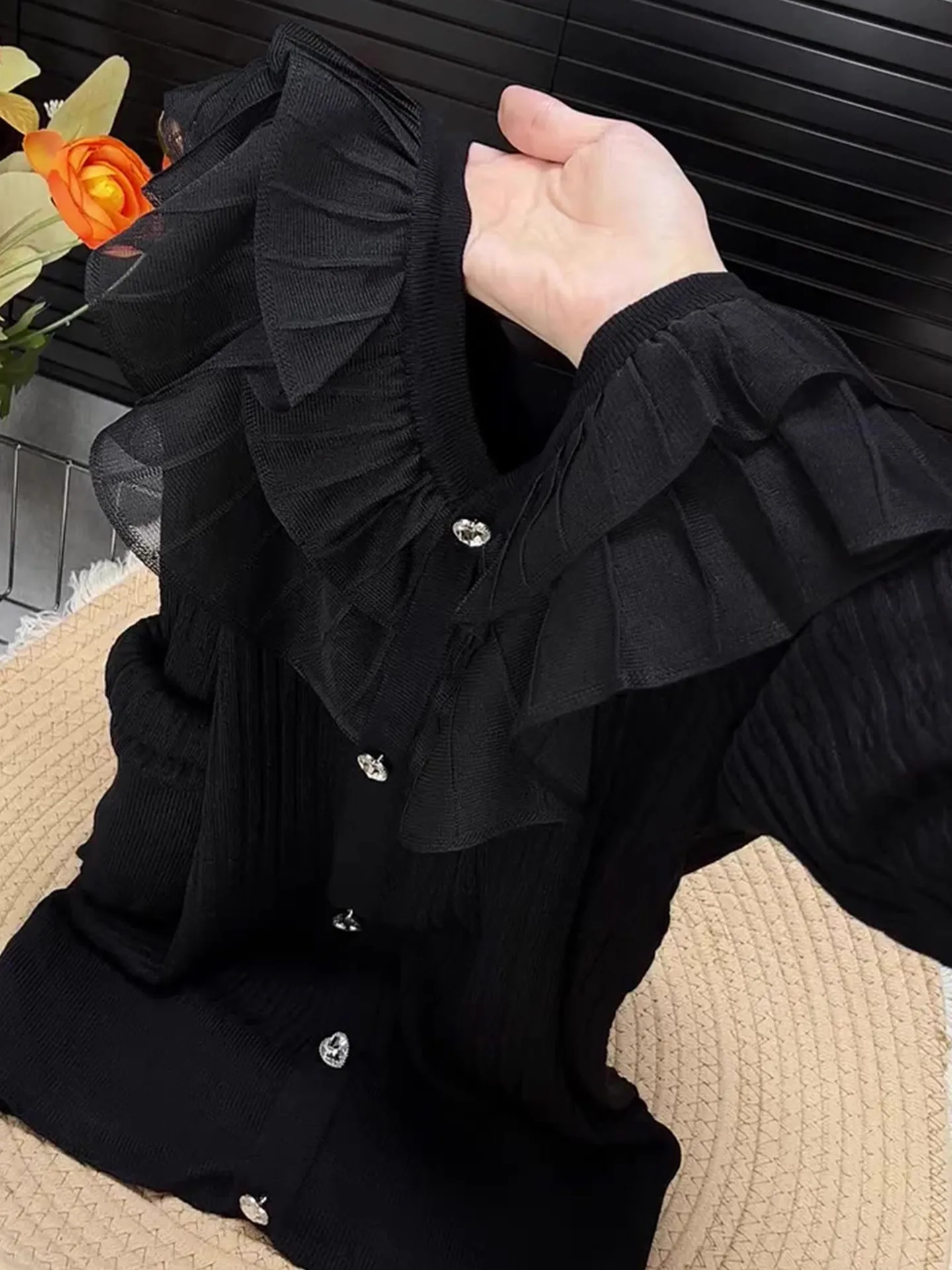 

Slim Fit V-Ne Knitted Cardigan Women's Faion Me Splice Long Sve Autumn Luxury Versatile Ele Trendy Knitwear