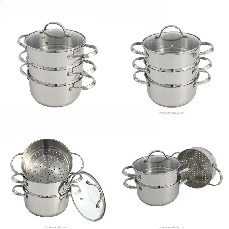 for Stainless Steel Cookware Set with Steamer and Cooking Pot  Home Kitchen Snack Preparation