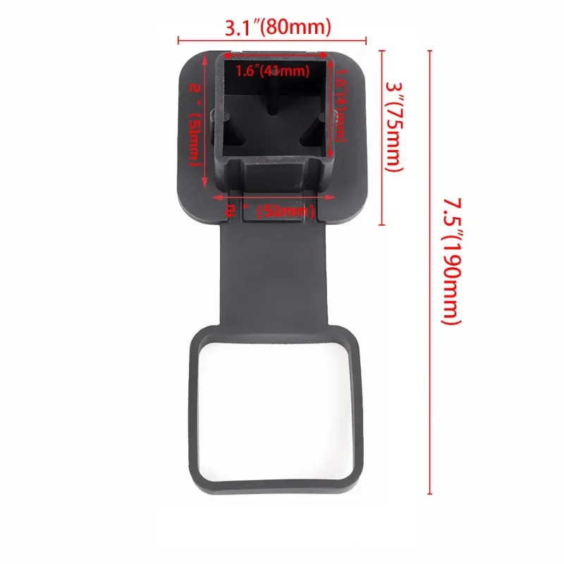 Car Plug Cover Hook Dust Plug Square Mouth Protective Cover for 2 Inch Receivers Towing Hitch Rubber Covers