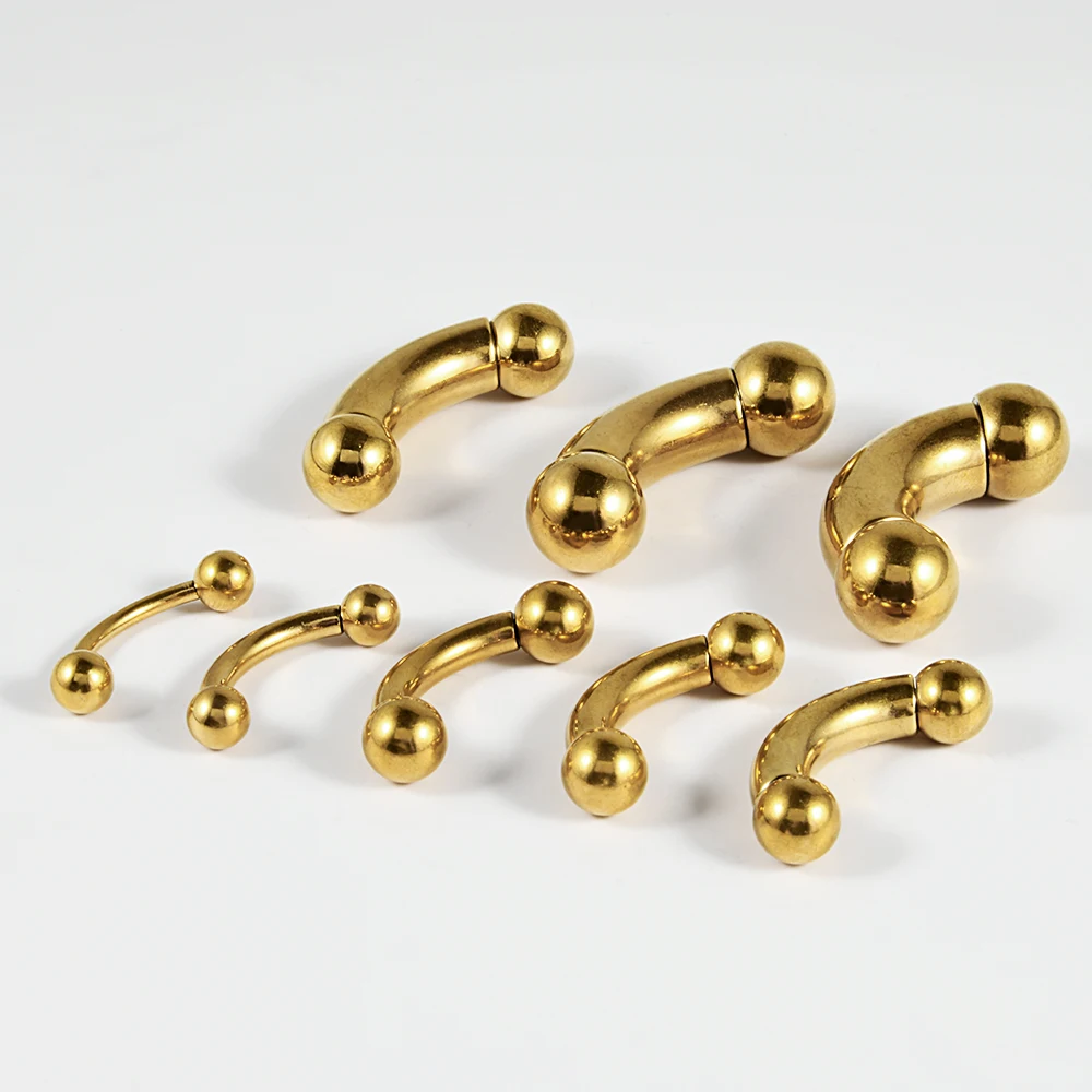 1PCS Surgical Steel Big Size Curved Ring Large Gauge Tongue Curved barbell Curved Banana Gauge Man Body Piercing Jewelry