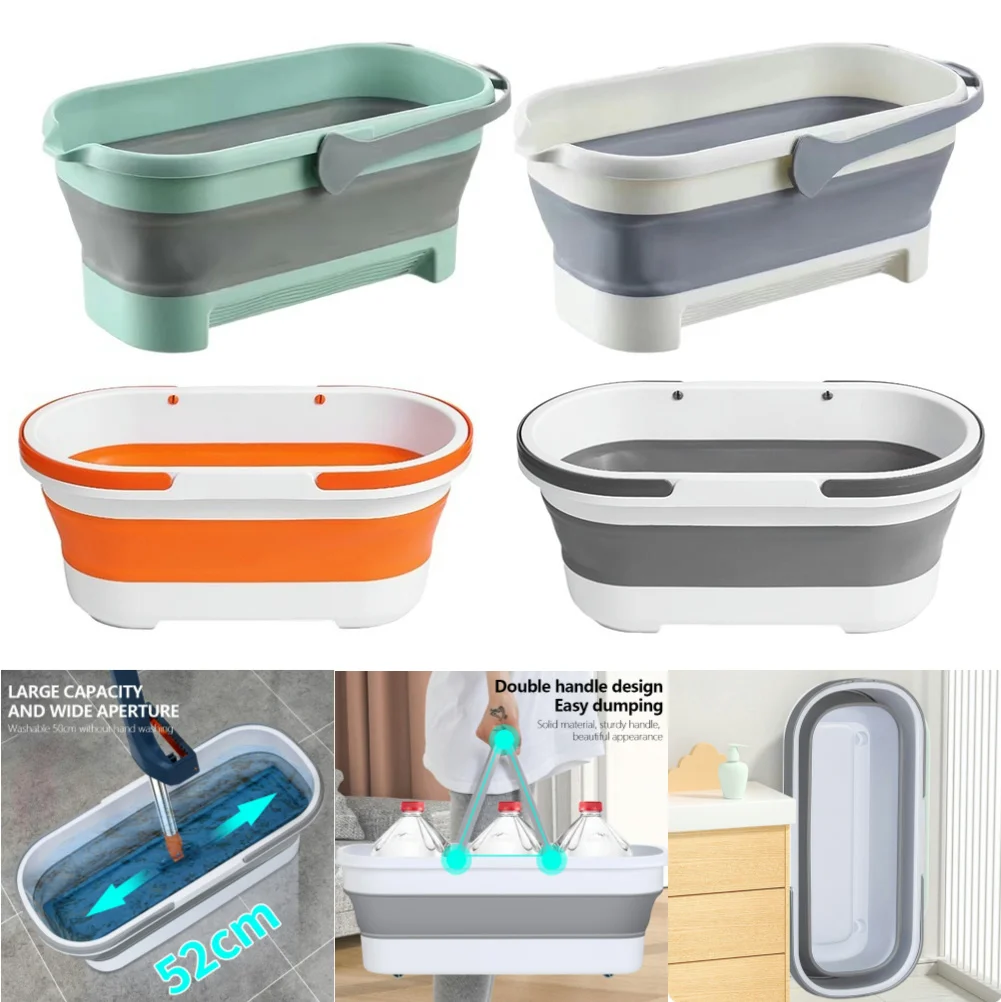 Collapsible Bucket Portable Folding Bucket Car Wash Basin Silicone Washing Bucket Camping Home Foldable Cleaning Mop Bucket