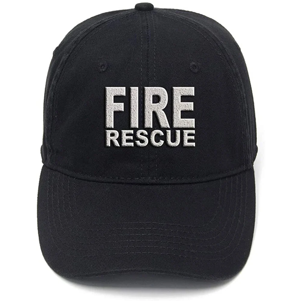 Lyprerazy Fire Rescue Firefighter Fire Washed Cotton Adjustable Men Women Unisex Hip Hop Cool Flock Printing Baseball Cap