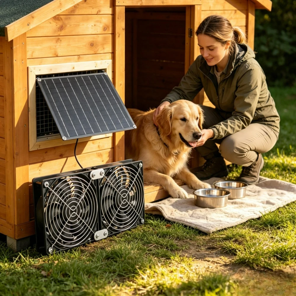 NEW 15W 20W Solar Dual Ventilation Cooling Fan Kit IPX7 Weatherproof Quiet 3200RPM High Airflow Exhaust with Solar Panel for
