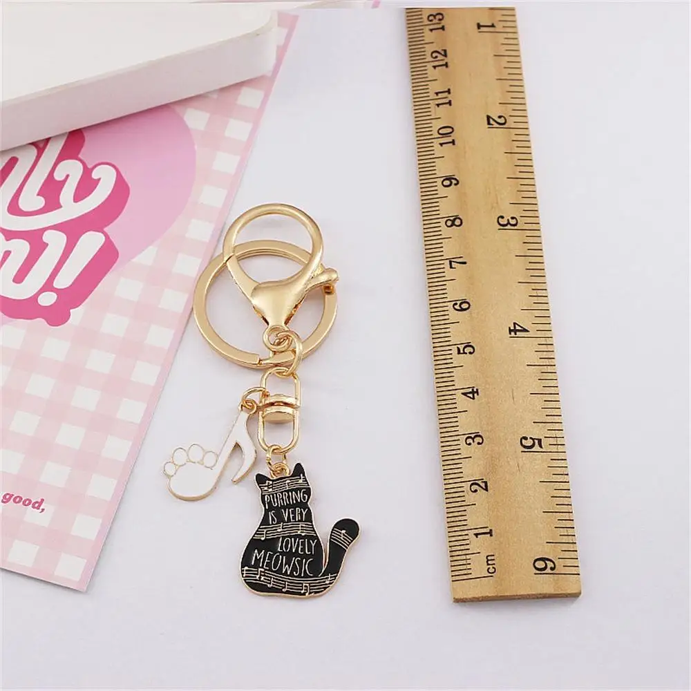 Cute Enamel Keychains Black Cat Music Note Piano Pet Key Rings For Women Men Musician Friend Gift Handbag Decoration Jewelry