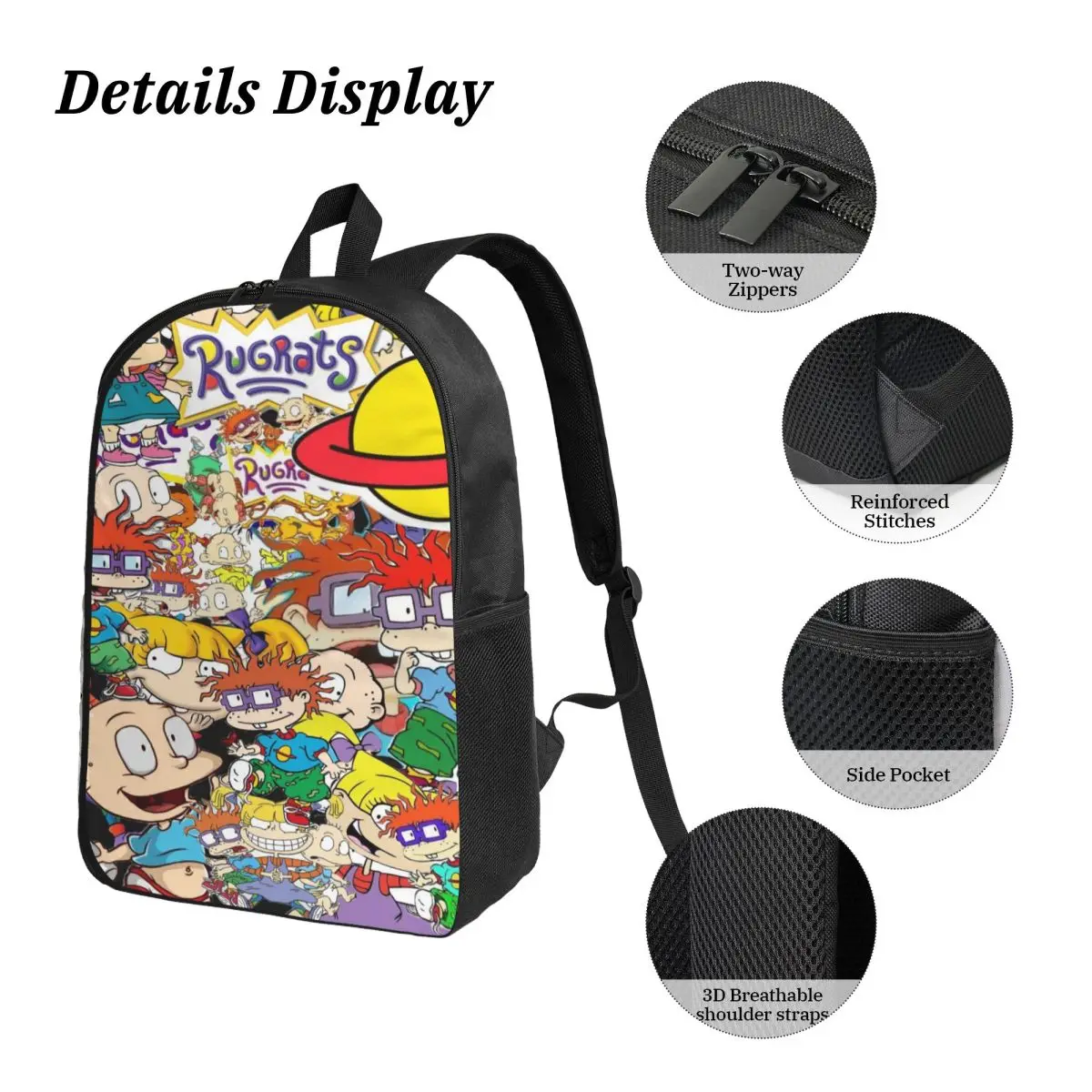 3 pezzi Rugrates Chuckie Finster Theme Borse da scuola Set per Boy Girl Scatole per matite Set di zaini con scatola per il pranzo per studenti Zaino