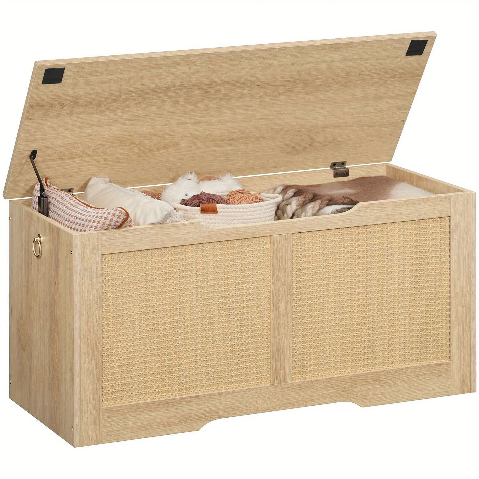 

Natural, Storage Chest, 39.3" Storage Bench, Rattan-Like Storage Trunk, Sturdy Entryway Bench Supports 220 lb, Shoe Bench