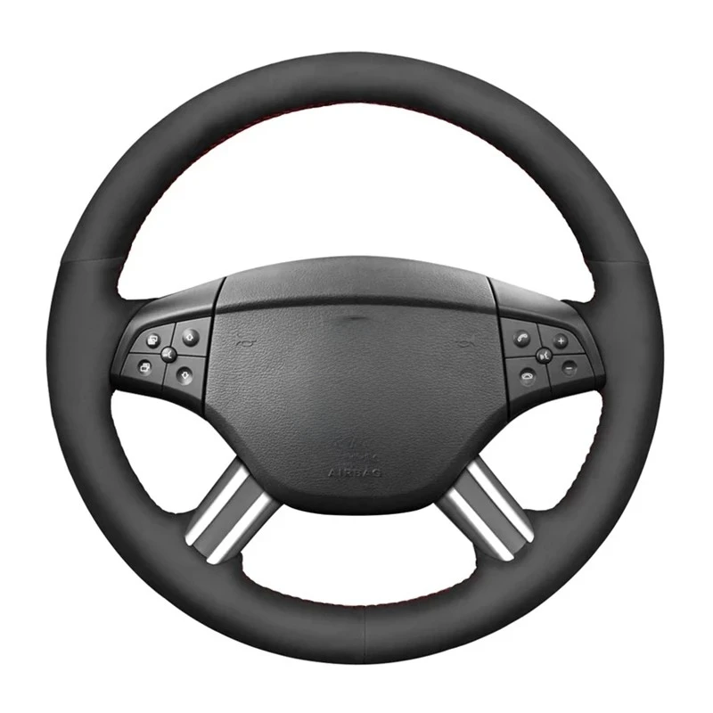 Anti-Slip Car Steering Wheel Cover Black Suede Leather For Mercedes Benz GL-Class X164 M-Class W164 R-Class 2006 2007 2008 2009