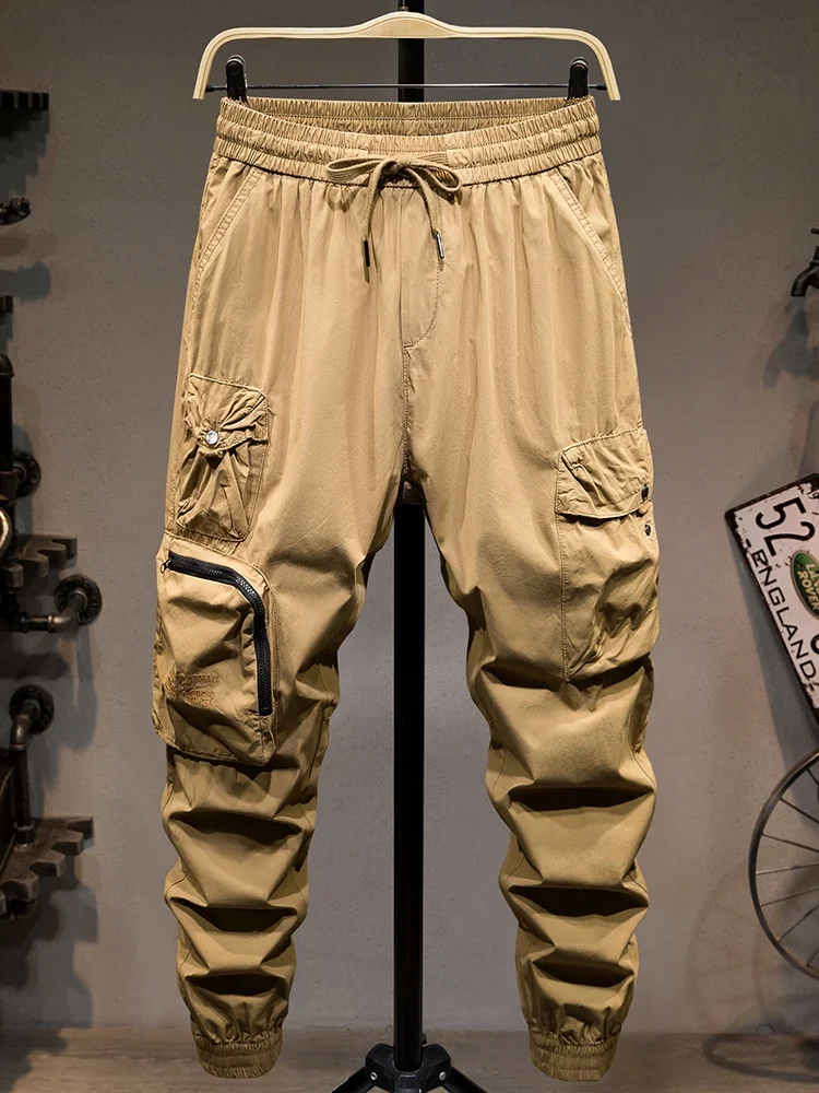 

Men's Casual Cargo Pants Multi-kets Loose Fit Outdoor Sport Sle Spring Autumn New Faion Brand Pure Color Long Trousers