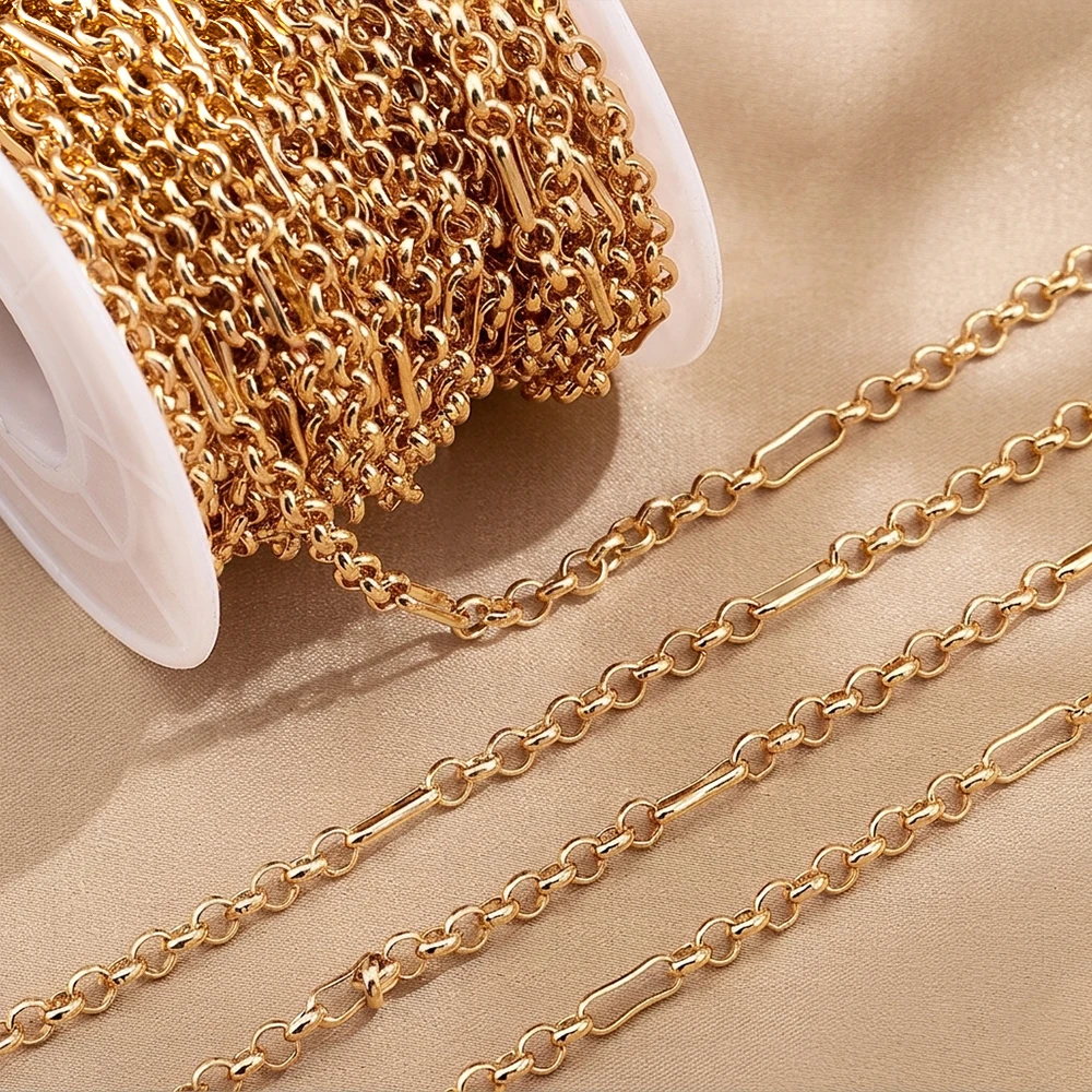 18k Gold Plated Brass Chains, DIY Jewelry Making Accessories, For Necklace Bracelet Jewellery Chain Handmade Making Supplies