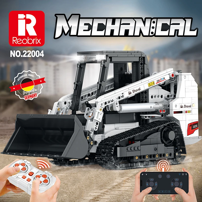 

22004 High Tech Engineering Car Bobcat Skid Steer Loader with Motor Moc Bricks Technical Model Building Blocks Boys Toys 1366PCS