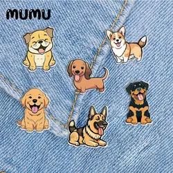 2023 New Funny Dogs Lapel Pin Acrylic Brooches German Shepherd Golden Retriever Handmade Epoxy Jewelry Shirt Bag Badge