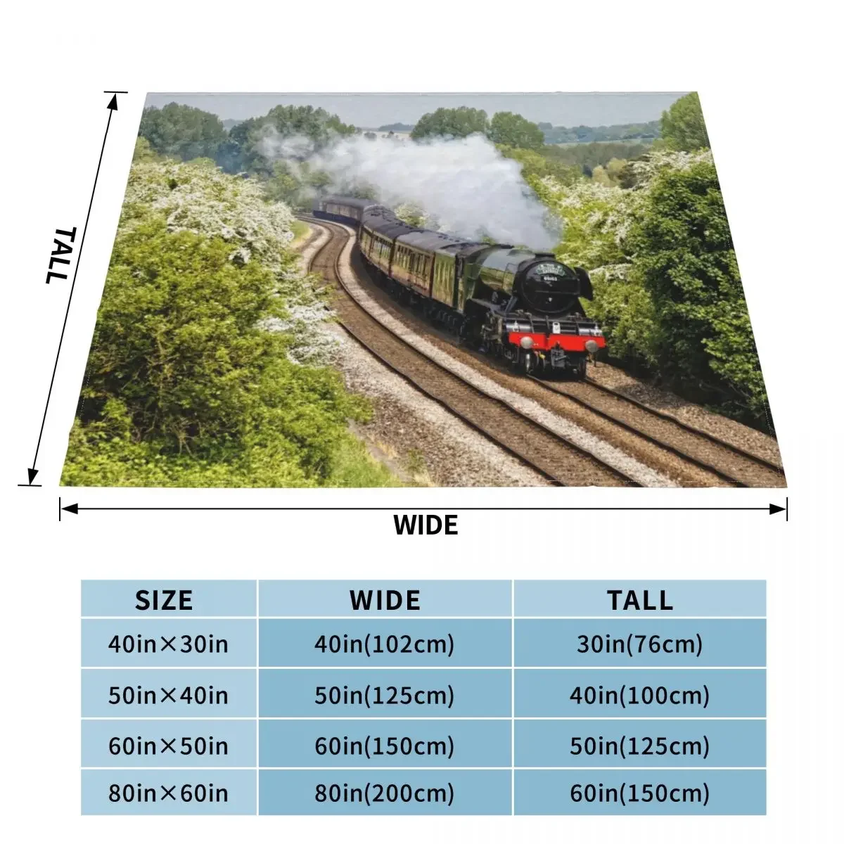 A3 Class 60103 Flying Scotsman Steam Locomotive Throw Blanket Hairy funny gift Moving Blankets