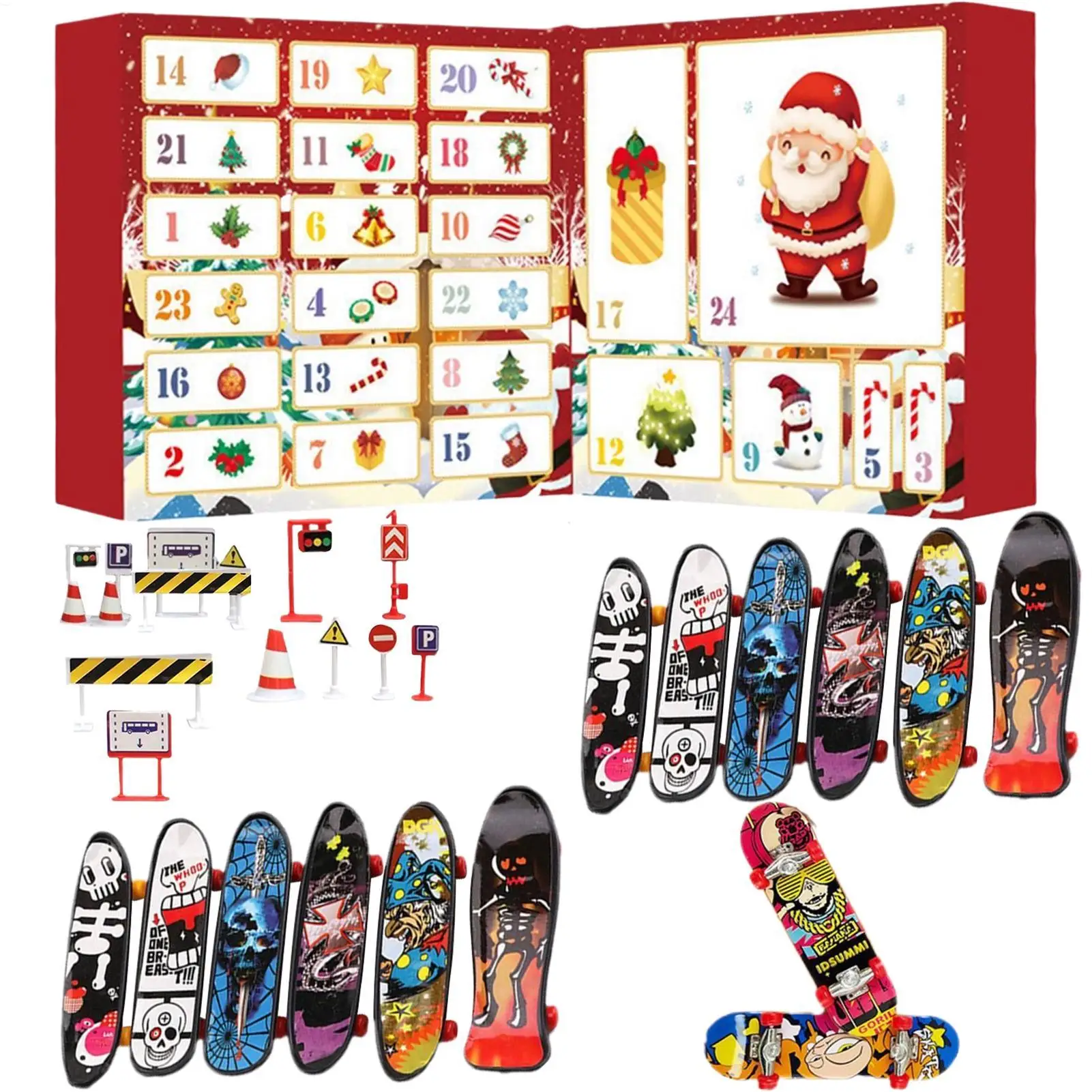 Natal dedo skate advento diversão pequeno sinal de trânsito interativo natal dedo skates para festa de aniversário do feriado