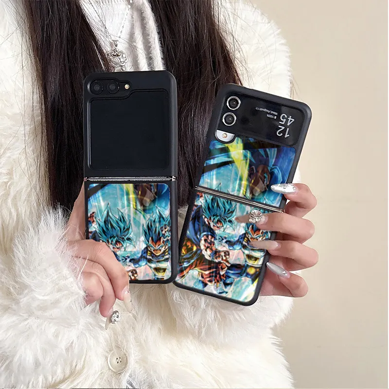 Dragon Ball Animation Peripheral Changing Image Son Goku Suitable for Samsung Galaxy Z Flip 3 4 5 6 mobile phone protective case