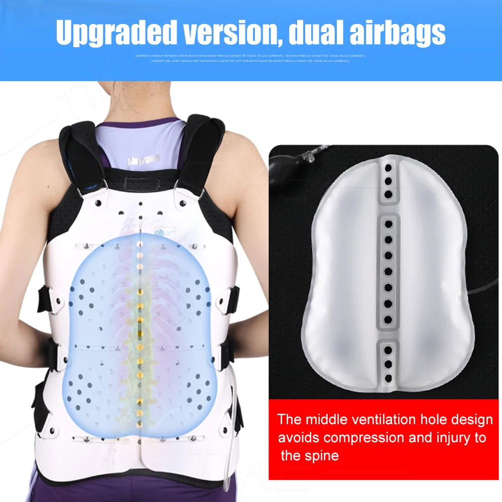 TIKE TLSO Inflatable Thoracolumbar Fixed Spinal Adjustable Back Brace for Kyphosis Mild Scoliosis Post Surgery Support Hunchback