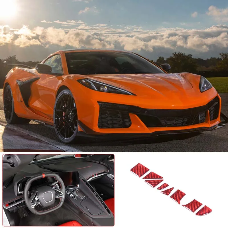 

For Corvette C8 2020-2025 Car Dashboard Air Conditioning Vent Decorative Sticker Soft Carbon Fiber Automotive Accessories
