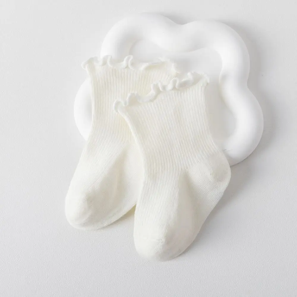 5 pares de calcetines suaves de algodón con volantes para bebé, calcetines de tubo cortos transpirables para otoño y primavera, calcetines bonitos para recién nacidos a media pantorrilla para niños