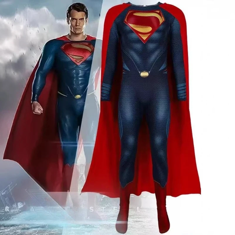 BEAST KINGDOM Movie Superman Man of Steel Batman Cosplay Clark Kent Cosplay Costume Blue Jumpsuit Red Cloak Superman Clothing - view 2
