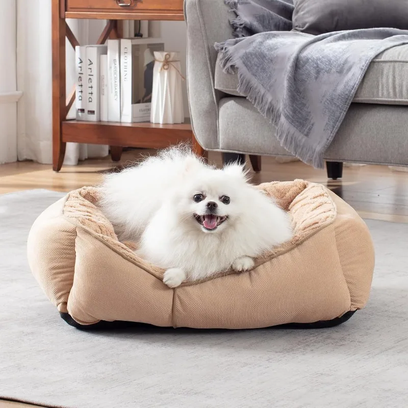 Rectangle Dog Bed for Medium Small Dogs Machine Washable Sleeping Sofa Non-Slip Bottom Cat Beds for Indoor Cats Warming Soft Bed