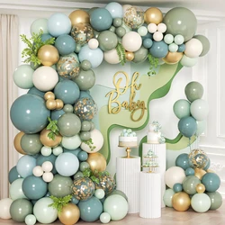 Dusty Blue Sage Green Balloons Garland Arch Kit for Boho Bridal Shower Wedding Safari Birthday Baby Shower Party Decorations