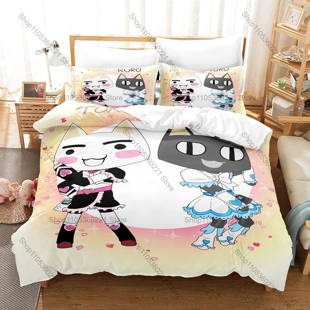 Cool Cute Inoue Toro Bedding Set Includes Duvet Cover 2 Pillowcases Kawaii White Cat Cartoon Cute Animal Bedroom Decor For Cat L
