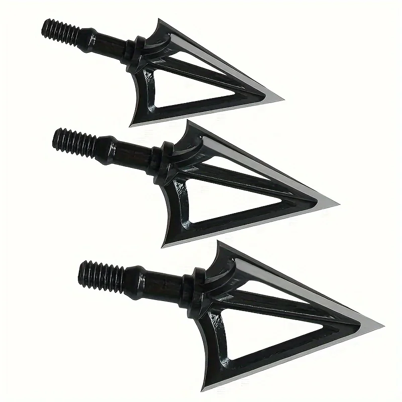 6PK Hunting Broadhead 100 Grain Premium Solid Arrow Tip 3 Fixed Blade Archery Arrowhead for Crossbow and Compound Bow