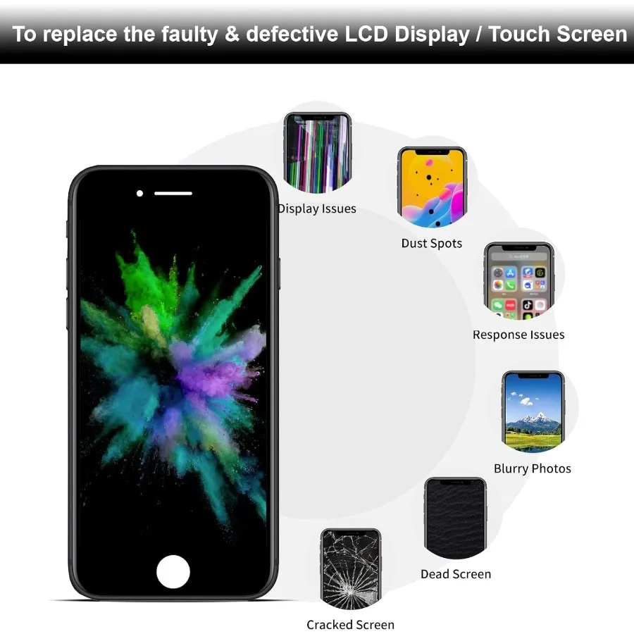 آيفون SE 2022 الجيل الثالث استبدال الشاشة الأسود 4.7 بوصة MrR.OMW آيفون 8 SE 2020 2nd شاشة الكريستال السائل اللمس الإطار Di #4